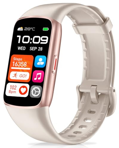 Zeacool Fitness Tracker with 24/7 Heart Rate, Blood Oxygen Sleep Monitor,123 Sports Modes Calories Smart Watch,Pedometer IP68 Waterproof Activity Trackers Health Step Counter for Women Men (Beige)
