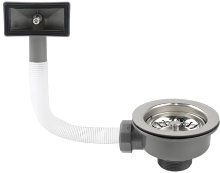 Bonde d'évier de 110 mm avec trop-plein carré, siphon pour évier de cuisine en acier inoxydable, convient universellement pour évier de cuisine