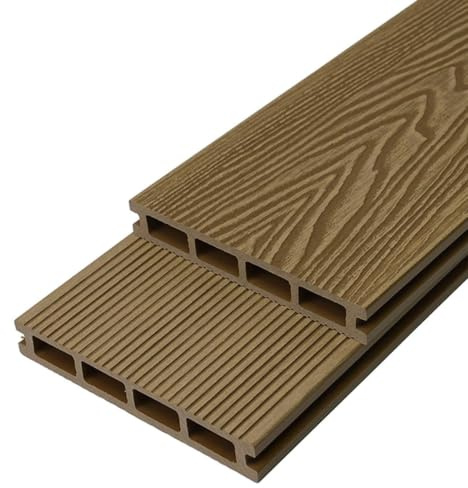 Endorphin Premium WPC Terrassendielen, 12 Dielen Teak für 4 m² | Witterungsbeständig, pflegeleicht, rutschfest, splitterfrei, Komplettset, 220x14,6x2,1 cm, Für Terrasse, Balkon, Garten