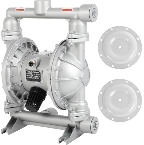 Air Operated Double Diaphragm Pump Pneumatic Waste Oil Transfer Pump for Chemical Dual Diaphram Polypropylene Nitrile Rubber by Stainless Steel Plastic (white, 1 inch Inlet)