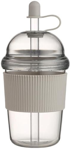 Akfldms Kaffeetasse 430ML Transparent mit Deckel und Strohhalm 1 Stück Kunststoffbecher für Zuhause Bar Trinkgeschirr für Perlenmilchtee Saft
