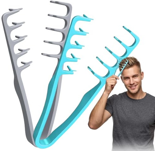 VRYNDH Pettine Denti Larghi per Texture - 2 Pezzi Pettine Capelli Volumizzante Ricci,per Radici,pettine volumizzante capelli, per la cura dei capelli per uso quotidiano e salone di bellezza(C)