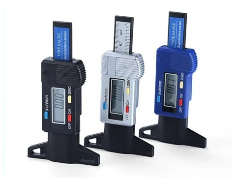 Calibro di profondità Calibro di profondità del battistrada elettronico digitale da 3 pezzi, strumento prova per la misurazione filo calibro a corsoio spessore 0-25mm,per automobili(Silver)