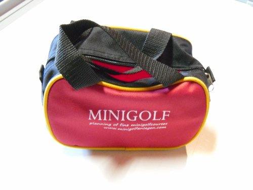 Kleine Minigolf Balltasche für ca. 15 Bälle, Schwarz - Rot
