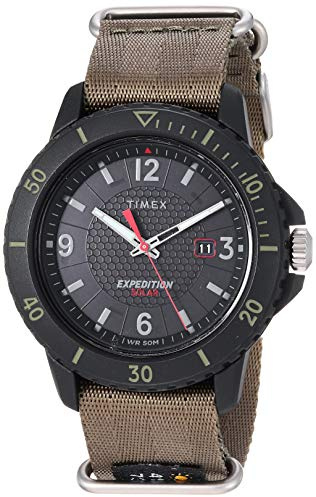Timex Men's Expedition Gallatin Solar 44mm Watch, Green Slip-Thru Strap