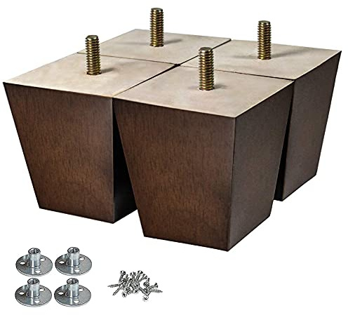 AORYVIC Wood Furniture Legs 3 inch Sofa Legs Pack of 4 Square Couch Legs Brown Mid-Century Modern Replacement Legs for Armchair Recliner Coffee Table Dresser