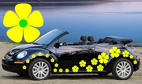 TEEZ- 32 Yellow & Green Pansy Car decals,Car Graphic,Car stickers,Flower Stickers
