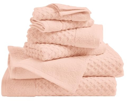 Great Bay Home Badetücher aus 100% Baumwolle, luxuriöses 6-teiliges Set – 2 Badetücher, schnell trocknende strukturierte Handtücher. Grayson Collection (6-teiliges Set, Rosa)