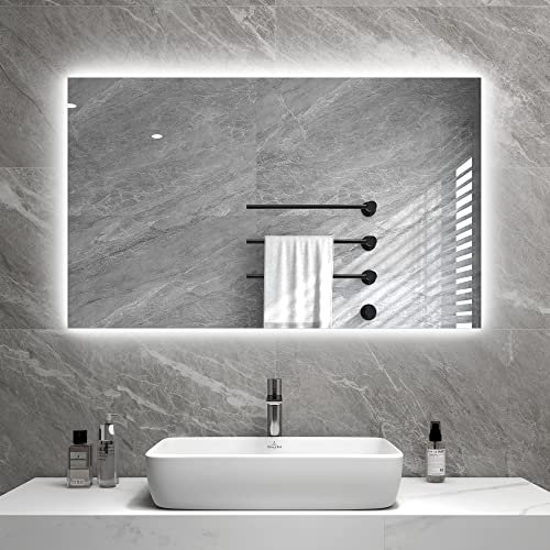 byecold Specchio per riscaldamento a infrarossi, 580 W, montaggio a parete con LED (100 x 60 cm), riscaldamento elettrico a infrarossi, specchio da bagno, specchio da bagno, senza appannamento, con