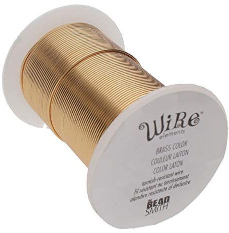 The Beadsmith Wire Elements 24-Gauge Lacquered Tarnish-Resistant Copper Wire for Jewelry Making, 30 Yard, 27.43 Meter Spool (Brass Color)