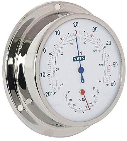 Delite a080th Vion Thermomètre hygromètre en acier inoxydable 97 x 32 mm