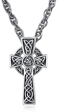 Collana con nodo celtico irlandese in argento Sterling 925 con croce religiosa di protezione Triquetra Trinity Triquetra, collana con ciondolo a triangolo, gioiello per uomo e donna
