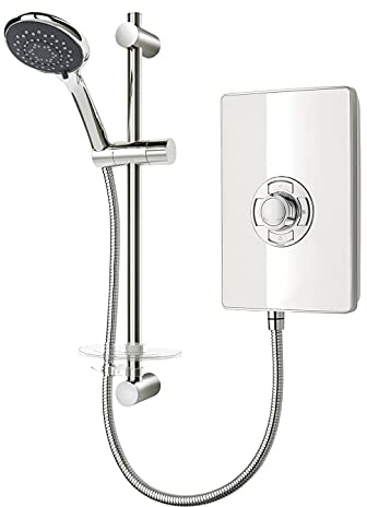 Triton Style 3 Electric Shower - Aspirante (White Gloss, 9.5kW) | 9.5kW, Limescale-reducing phased shutdown, soft touch buttons, Slim design, A-rated energy efficient, 2-year guarantee