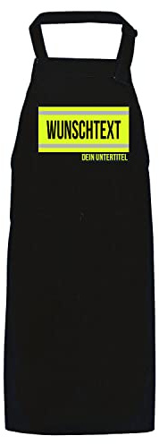 FIREFUN | Feuerwehr-Grillschürze Profi | Silberstreifen & Untertitel Wunschtext 1-Zeilig | personalisierbar Koch-Schürze personalisiert | Feuerwehrmann Feuerwehrfrau