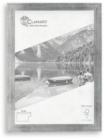 CLAMARO 'Collage' Bilderrahmen 90x130 handgefertigt nach Maß | Silber Gebürstet | Moderner eckiger MDF Holzbilderrahmen inkl. Acrylglas, Rückwand und Aufhänger (querformat & Hochformat)