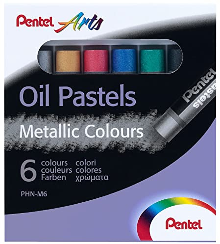 Pentel Metallic Oil Pastels Set of 6 Assorted Colours, PHN-M6