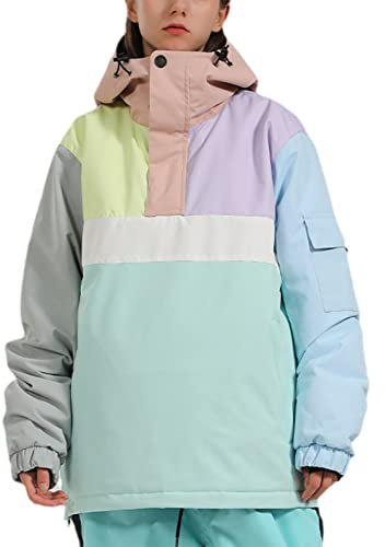 XUSAI Damenmode Skijacken Wasserdicht Winddicht Ski Hoodie Verdickte Warme Wintermantel Tops,Grün,XL