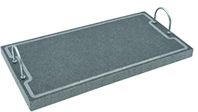 Sartén con asas LAVA GRILL PLUS_ Piedra volcánica del volcán Etna. Antiadherente natural para horno y barbacoa, cocina carne, pescado, verduras y pizza (XL 60 x 30 x 4 cm)