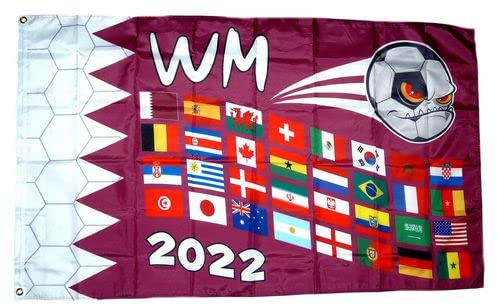 Fahne/Flagge WM 2022 Katar Fußball Teilnehmer 90 x 150 cm