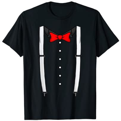 Rote Fliege Hosenträger Kummerbund Smoking Fliege T-Shirt