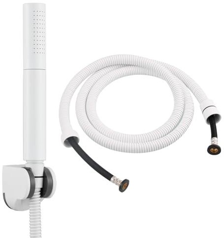 Tecmolog Messing Handbrause Wassersparend Rund 2 Sprühmodi Duschbrause Set für Baden und Spa, Weiß, BS159WF