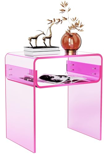 solaround Acryl Beistelltisch Nachttisch, Rosa | 40 x 30 x 50 cm
