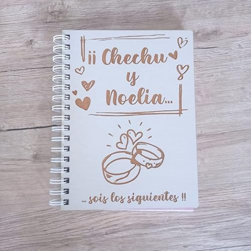 Madera de Boj | Agenda para Boda | Agenda Fabricada en Madera Natural | Regalo ideal Bodas | Tamaño 16 X 22 cm