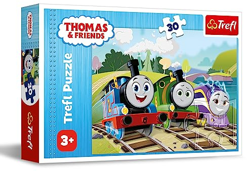 Trefl - Thomas and Friends, Fröhlicher Thomas - Puzzle 30 Teile - Buntes Puzzle mit Figuren aus der Fernsehserie über Lokomotiven, Kreative Unterhaltung, Spiel für Kinder ab 3 Jahren