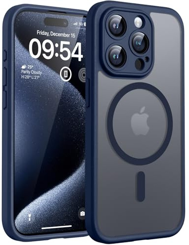 TOCOL für iPhone 15 Pro Hülle, Kompatibel mit MagSafe, Matt Hellblau | Eingebauter Magnetring, Vollständiger Kameraschutz, Militärschutz Stoßfest Kratzfest Haltbarkeit, Durchscheinend Rückseite