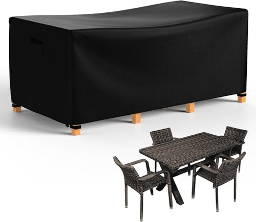 Armorget Funda Muebles Jardin Impermeable 170x94x71 cm, 600D Oxford, Funda Mueble Exterior, a Prueba de Viento, Anti-UV, Funda Mesa Jardin con Salida de Aire, Hebillas, Cordón Ajustable