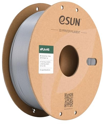 eSUN PLA+ Filament 1.75mm, PLA+HS Hochgeschwindigkeitsdruck 3D Drucker Filament Maßgenauigkeit +/- 0.03mm, 1KG Spule (2.2 LBS) Speedy PLA Plus Filament für High Speed Drucker,Silber