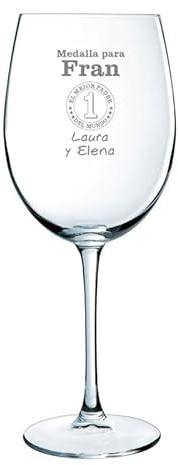 CALLE DEL REGALO Copas de vino personalizadas para padres (Copa individual para padre) - Copa de cristal grabada