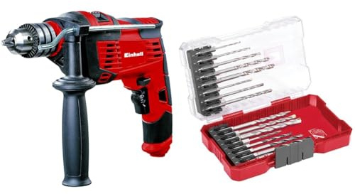 Einhell Schlagbohrmaschine TC-ID 1000 E (1010 W, Bohrleistung Ø Holz 32 mm, Beton 16 mm, Metall 13 mm, Metall-Tiefenanschlag, robustes Zahnkranzbohrfutter, 16-tlg. Bohrer-Set)