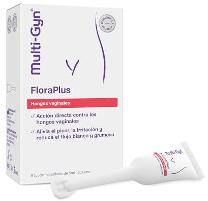 Multi-Gyn FloraPlus Crema íntima 5ml - Tratamiento para infecciones vaginales Candidiasis - 5 tubos monodosis - Alivio inmediato del picor, irritaciones y reducción de las pérdidas. Con prebióticos
