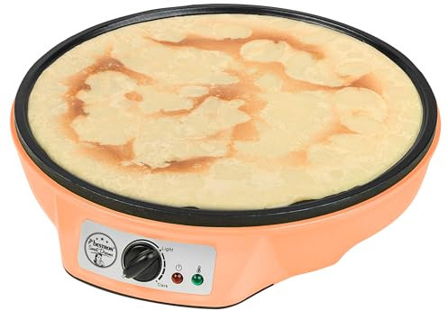 Bestron crêpière electrique, machine a Crepe pour crêpes de Ø 30 cm, y compris distributeur de pâte & spatule à crêpes, avec revêtement antiadhésif, 1000 watts, Couleur: Orange