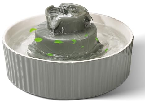 SgurFin Keramisk kattvattenfontän, 2,1 L / 74 oz keramisk vattenfontän för husdjur, automatisk vattenskål för katter, kattar, vattenbehållare för husdjur, porslin med ultratyst pump för katter och