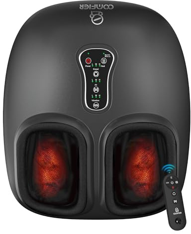 COMFIER Shiatsu Foot Massager with Heat, Compression Kneading Rolling,Vibration, Remote Control,Pause Function,Feet Massage for Neuropathy,Plantar Fasciitis,Home,Office,Gifts for Dad, Mom, Presents
