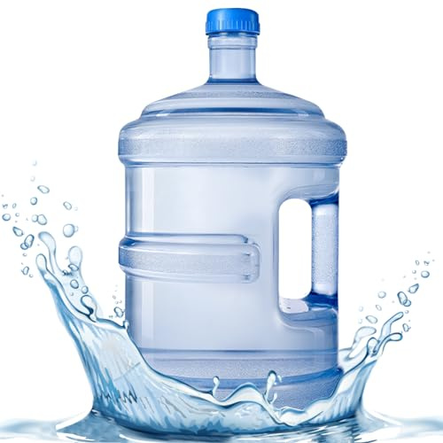 Jorzer Wasserbehälter Plastikwasserflasche mit Schraubenverschlüssen und eingebauter Griff wiederverwendbares dicker Wasserspender Flasche 5L Wasserkrug für Wasserspender Camping Wanderung