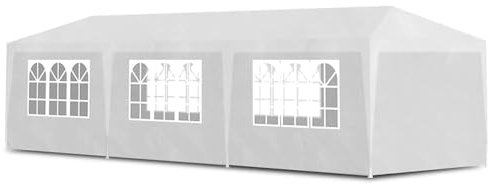 CLALER Pavillon 300x900 cm UV-Schutz Faltbar Camping Garten Faltpavillon Partyzelt, Weiß