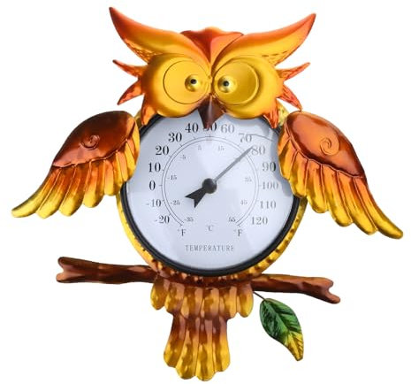 Thermomètre en forme de hibou - Affichage clair de la température - Idéal pour une utilisation en extérieur dans votre jardin ou cour