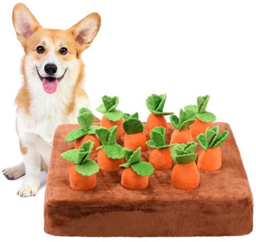 CHENRI ZooPull - Intelligenzspiel für Vierbeiner, Intelligenzspielzeug für Hund, Quietschendes Hundespielzeug, Plüsch Karotte Schnüffelteppich hundespielzeug, Interaktives Spielzeug für Hunde Katzen