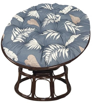 Hiseng Papasansessel Kissen Sitzauflage, Rundes Papasan Stuhlkissen, Wasserdicht Dicke Stuhlkissen Weich Sitzkissen Hängesessel für Indoor Outdoor Garten Stuhlauflage (110cm,graue Blätter)