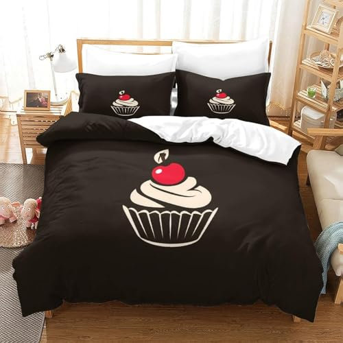 Set Copripiumino Da Letto 260X230 Cm Dolci Della Torta 3D Stampato Copripiumino Trapunta Con Chiusura A Cerniera Per Adolescenti E Adulti Ultra Soft Bedding（2 Federe）-99707279317