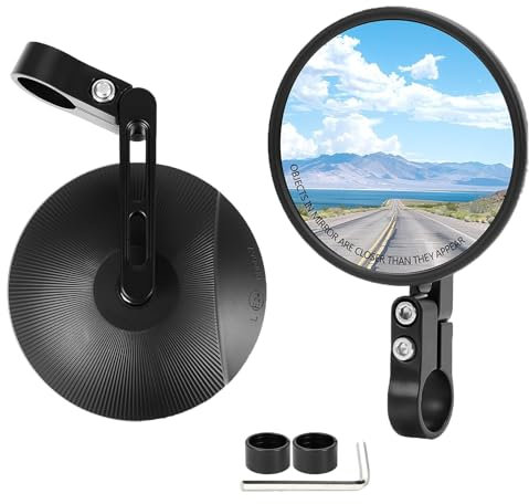Fleymu Specchietti Moto Manubrio Round E24 Omologati, Compatibili con Manubri 22mm/25.4mm, 2 Pezzi Specchietti Pieghevoli e Ruotabili Universali per Scooter 50/Moto/Cruiser