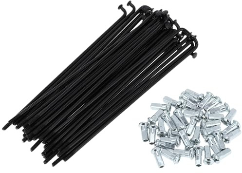 A ABSOPRO Raggi per Bicicletta 12G, Raggi per Ruota Bici in Acciaio al Carbonio, Nero, 36 Pezzi