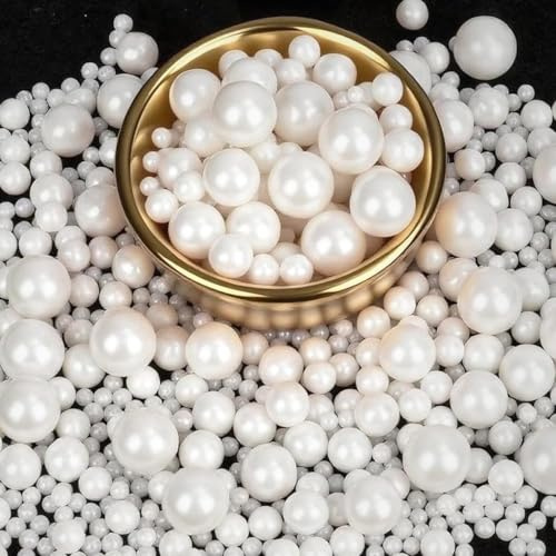 100g Perlen Torten-Zuckerstreu Pearl Sprinkles Mix Cake Sprinkles Topper Weiße Zuckerstreu für Desserts -Cupcake Cookies Macaronessbare Perlen für Torten weiß On Birthday Party (White)