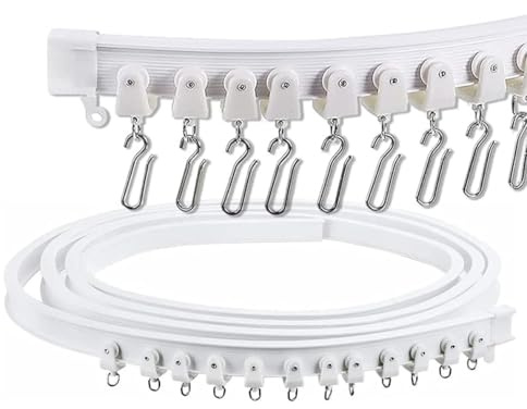 Amacoam Vorhangschiene Flexible Decken-Vorhangschiene 3M, Vorhangschiene mit stummen Rollen Gardinenschiene fur Raumteiler, Duschvorhang, Schlafzimmer, Balkone, Krankenhaus-Vorhang schienensystem