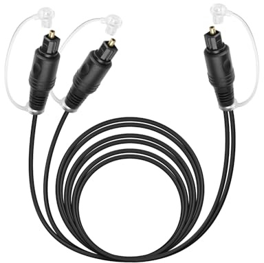 RIIEYOCA Câble Optique Audio 1 en 2 Sorties, Toslink Câble Optique Fibre 1 Fiche vers 2 Fiches pour Home Cinéma, Lecteur Blu-ray, Système Stereo (1 Fiche à 2 Fiches, 2m)