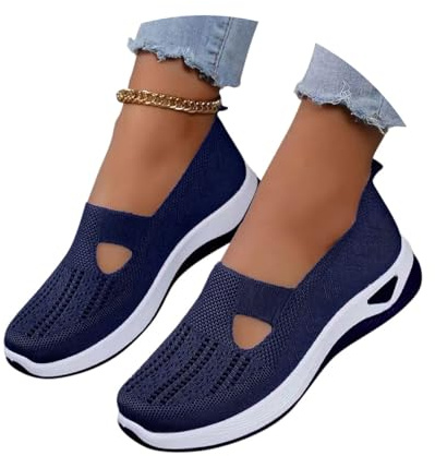 ticticlily Scarpe Ortopediche Donna Senza Lacci Morbida Scarpe da Ginnastica Traspirante Antiscivolo Leggere Basket Corsa Estive Comode Sneakers da Camminata Primavera A Blu 37 EU