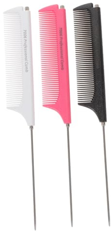 CALLARON 3 Stück-pack Stielkamm mit Ausziehbarem Stahlgriff Glatter Schwanzkamm zum Frisieren und Kämmen der Haare für Heimfriseure und Stylisten Zufällige Farbe